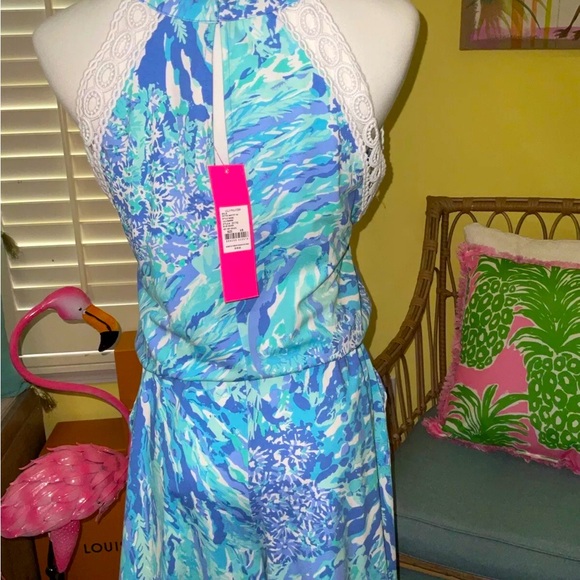 Lilly Pulitzer NWT Lala Romper Blue Haven Hey Hey Soleil $138 Size XS - Picture 2 of 11